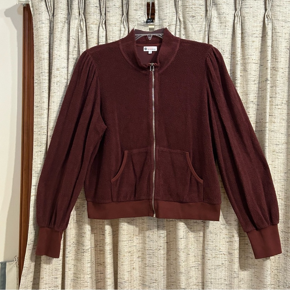 Sundry For Evereve Full Zip Teddy Sweatshirt Jacket - Medium